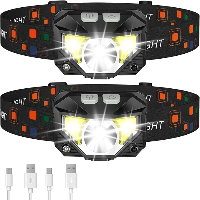 LHKNL Headlamp Flashlight, Lumen Ultra-Light Bright LED Rechargeable