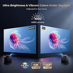 [1000 ANSI & Audio by DBX-TV] Alvar 4K Projector with WiFi 6 and Bluetooth, 30W Speakers